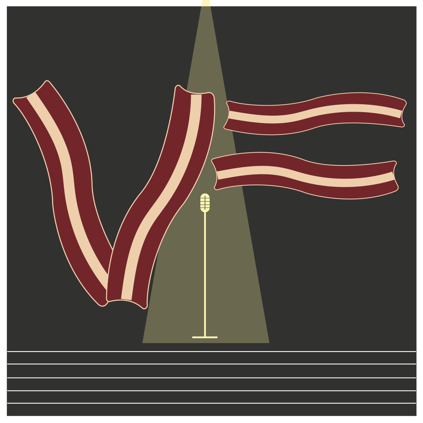 Logo with V and F spelled out in bacon